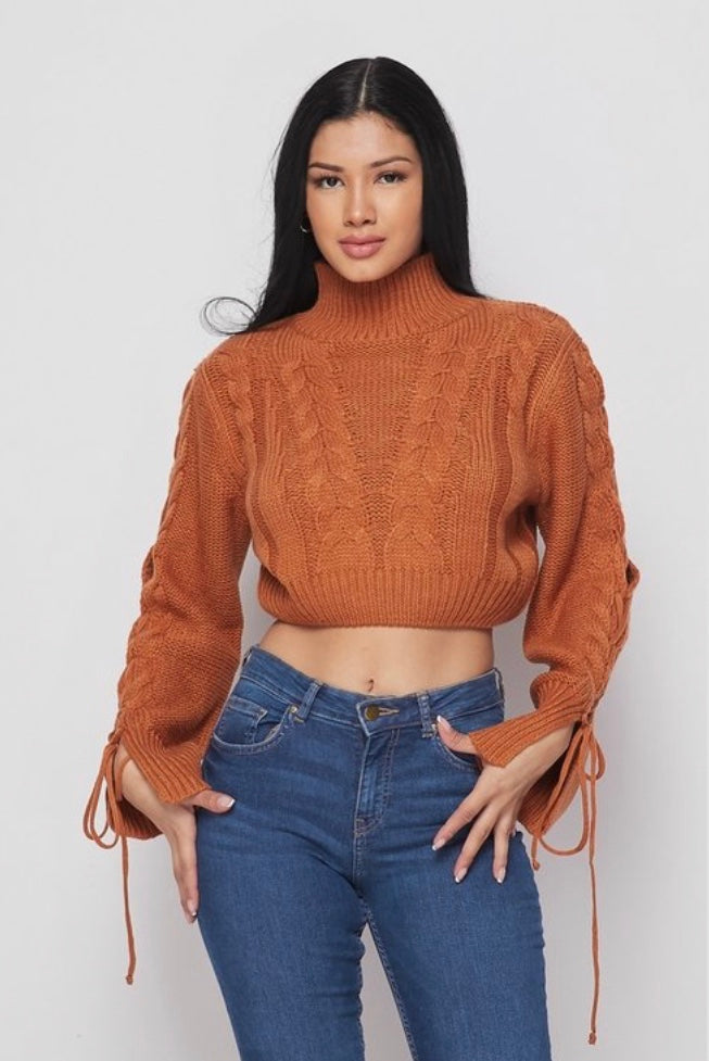 Tan cropped sweater sale