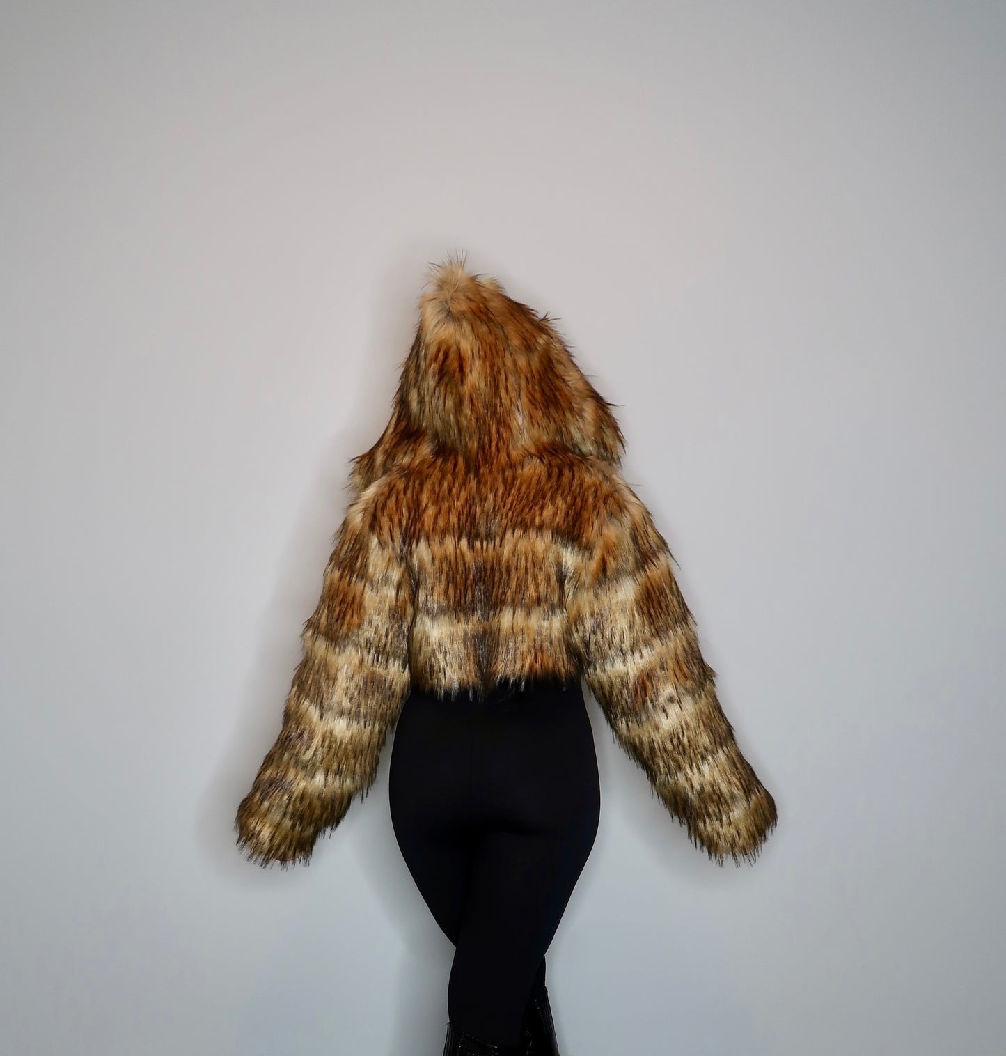 Cropped Faux Fur Bomber- Natural